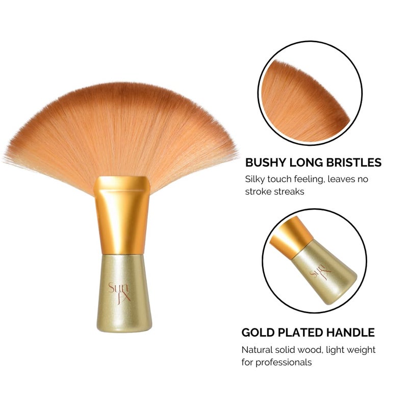 sunfx Finishing Powder Brush | Large Professional Fan Brush for Salon Use | Perfect For Spray Tan Powder - Image 4